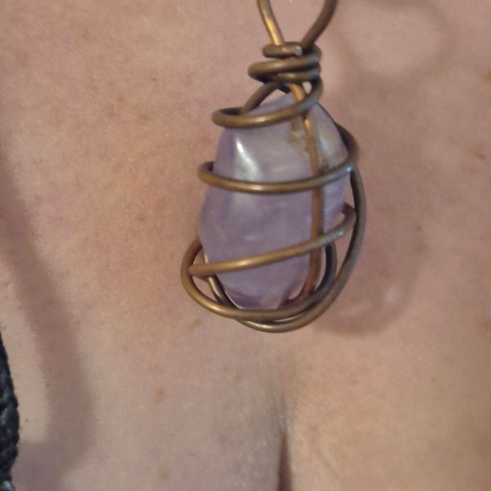 Copper Wrapped Amethyst Pendant Necklace